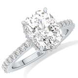 Cushion Hidden Halo & Pave Lab Grown Diamond Engagement Ring