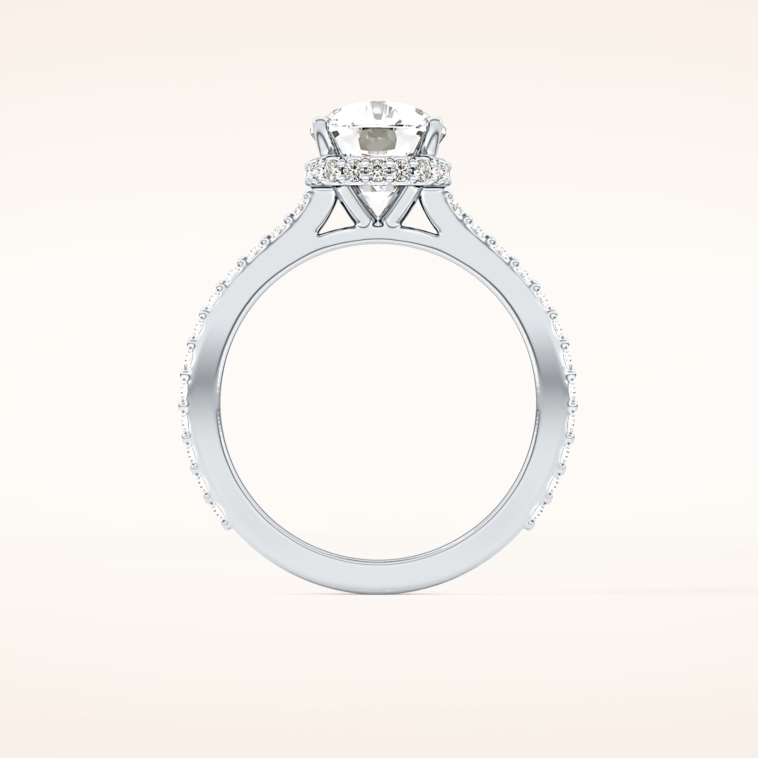3.55 CT Cushion Shaped Hidden Halo & Pave Moissanite Engagement Ring