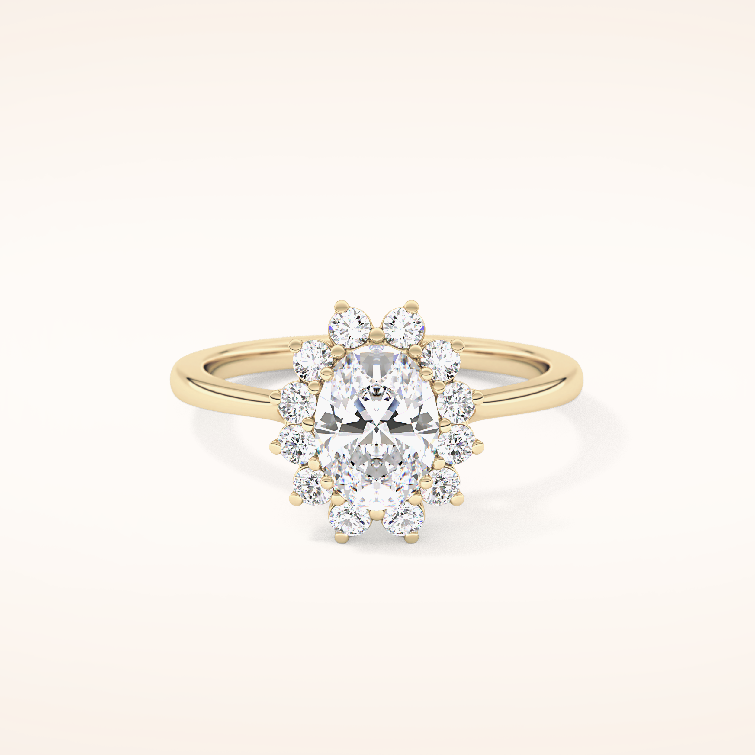 0.91 CT Oval Shaped Halo Moissanite Engagement Ring