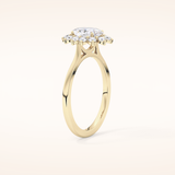 0.91 CT Oval Shaped Halo Moissanite Engagement Ring