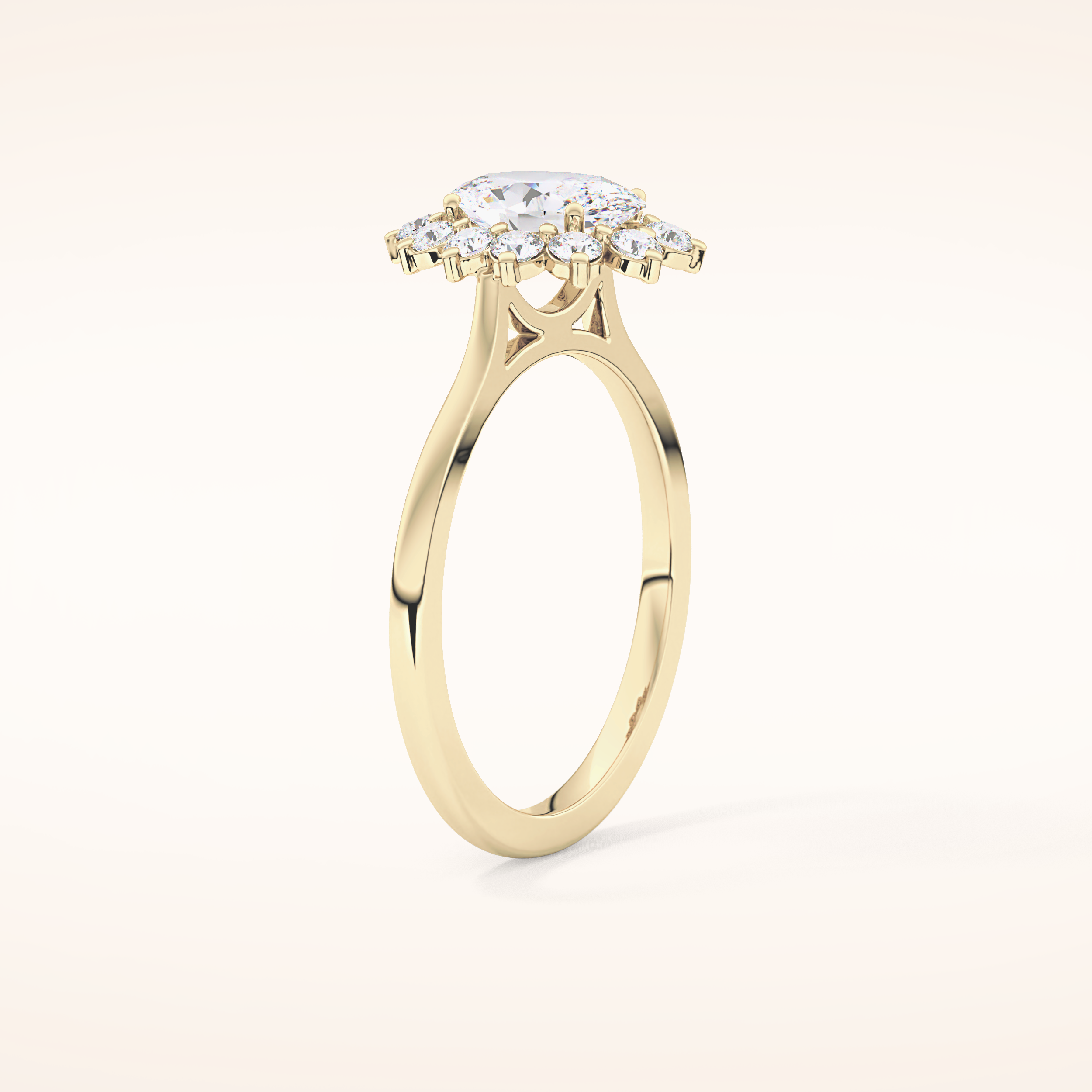 0.91 CT Oval Shaped Halo Moissanite Engagement Ring