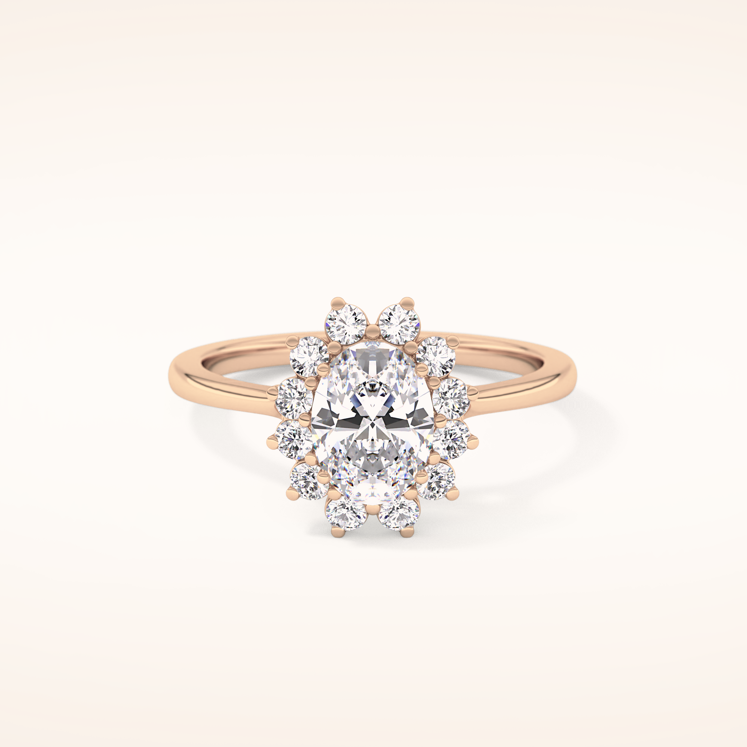 0.91 CT Oval Shaped Halo Moissanite Engagement Ring
