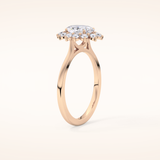 0.91 CT Oval Shaped Halo Moissanite Engagement Ring