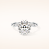 0.91 CT Oval Shaped Halo Moissanite Engagement Ring