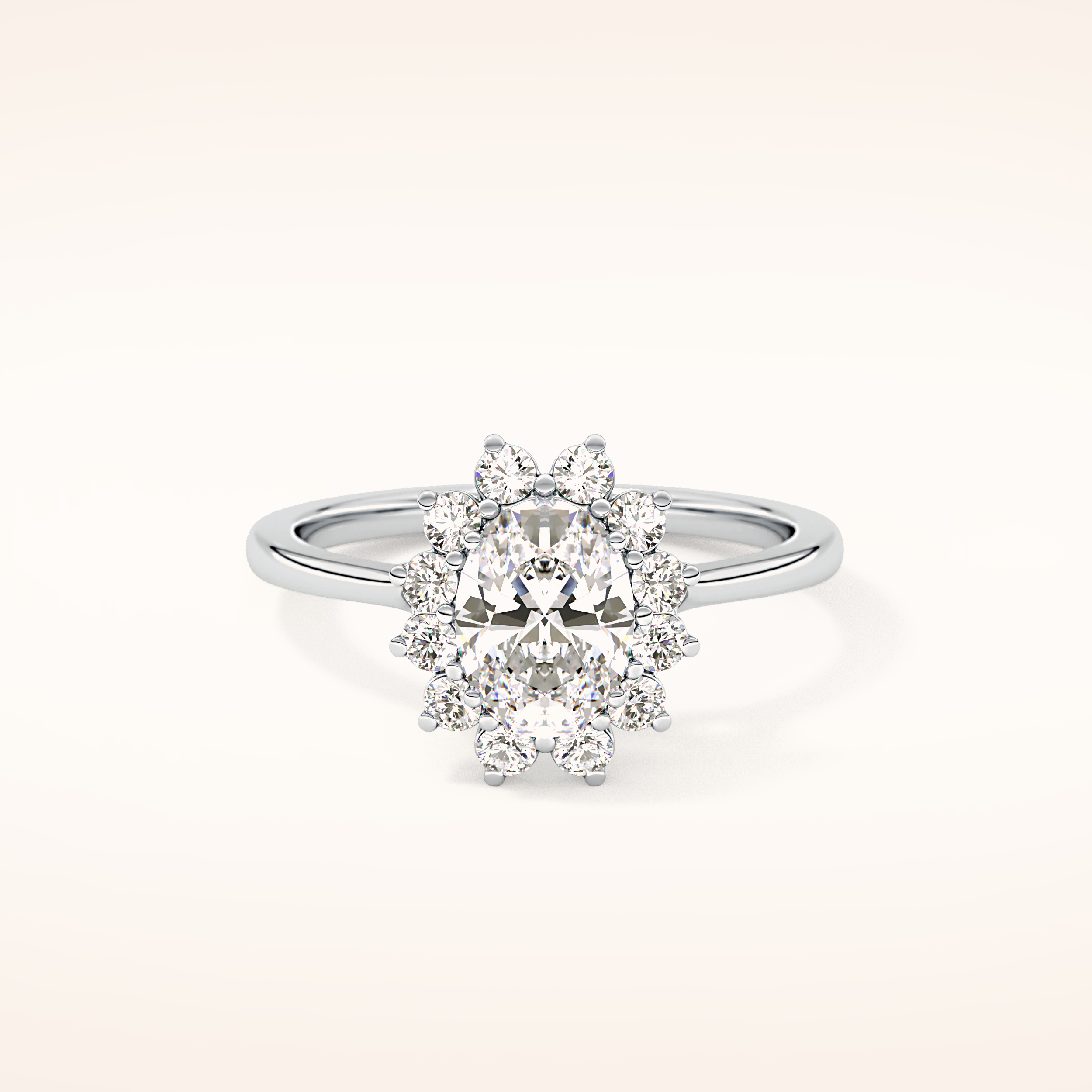 0.91 CT Oval Shaped Halo Moissanite Engagement Ring