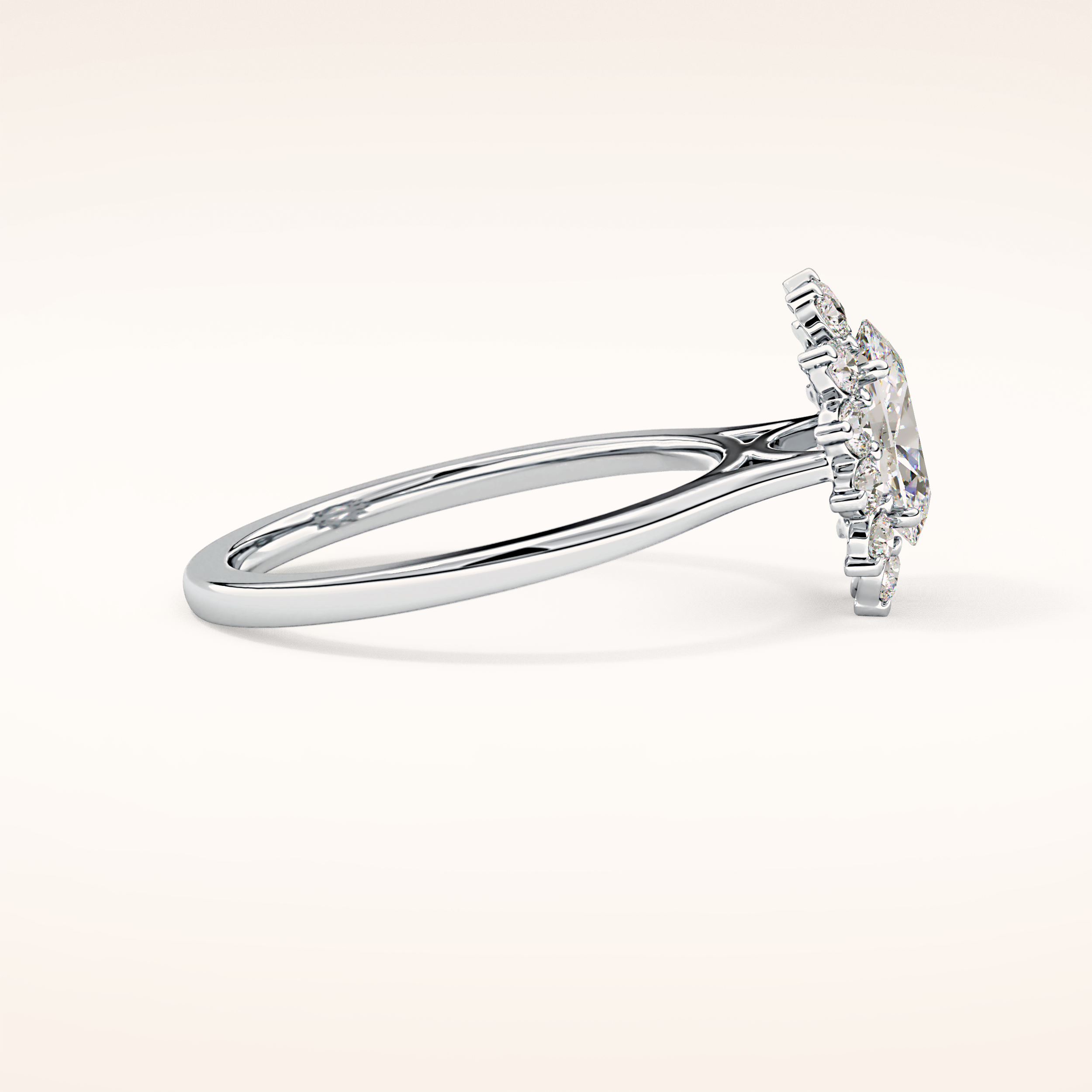0.91 CT Oval Shaped Halo Moissanite Engagement Ring
