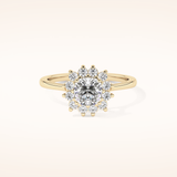 0.86 CT Cushion Shaped Halo Moissanite Engagement Ring