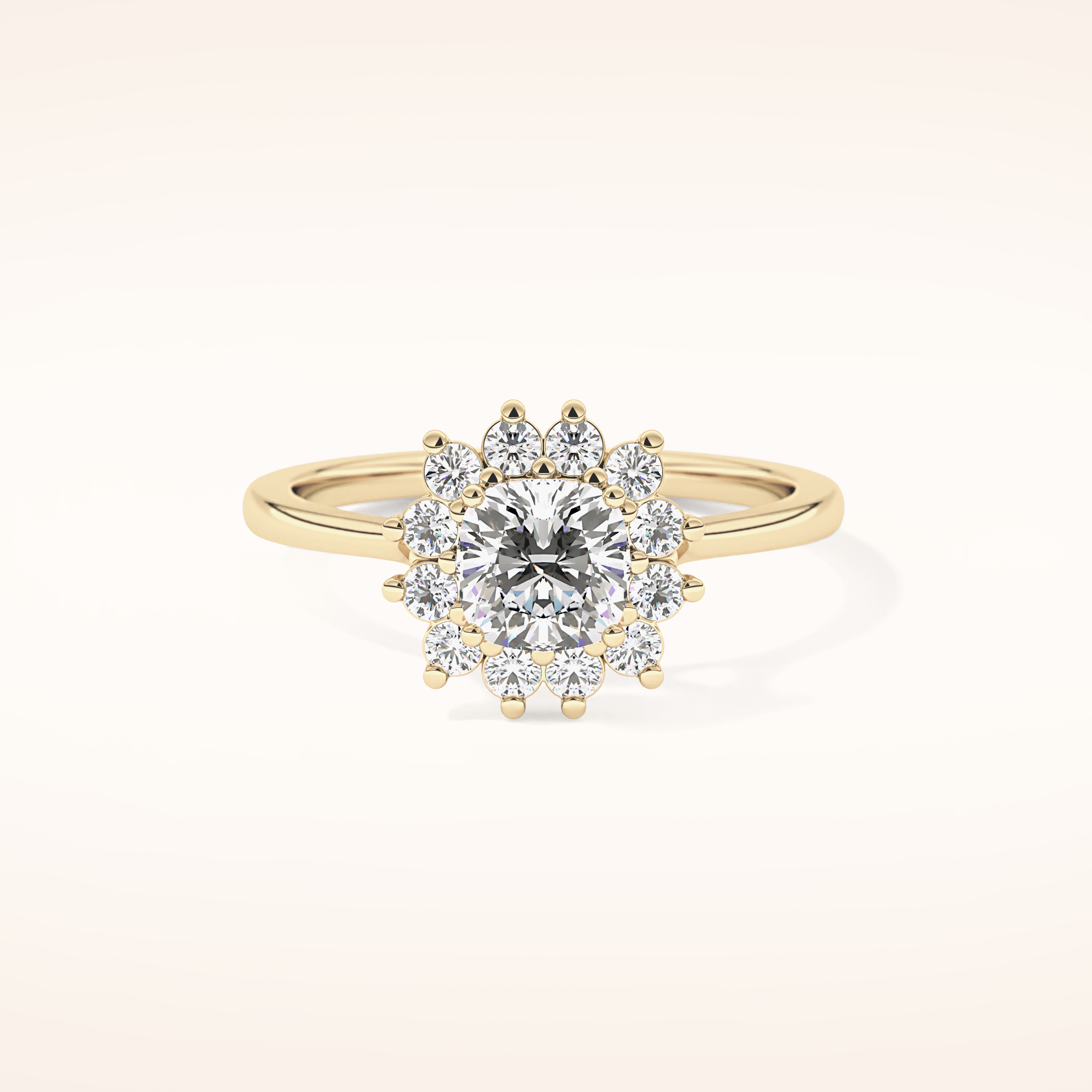 0.86 CT Cushion Shaped Halo Moissanite Engagement Ring