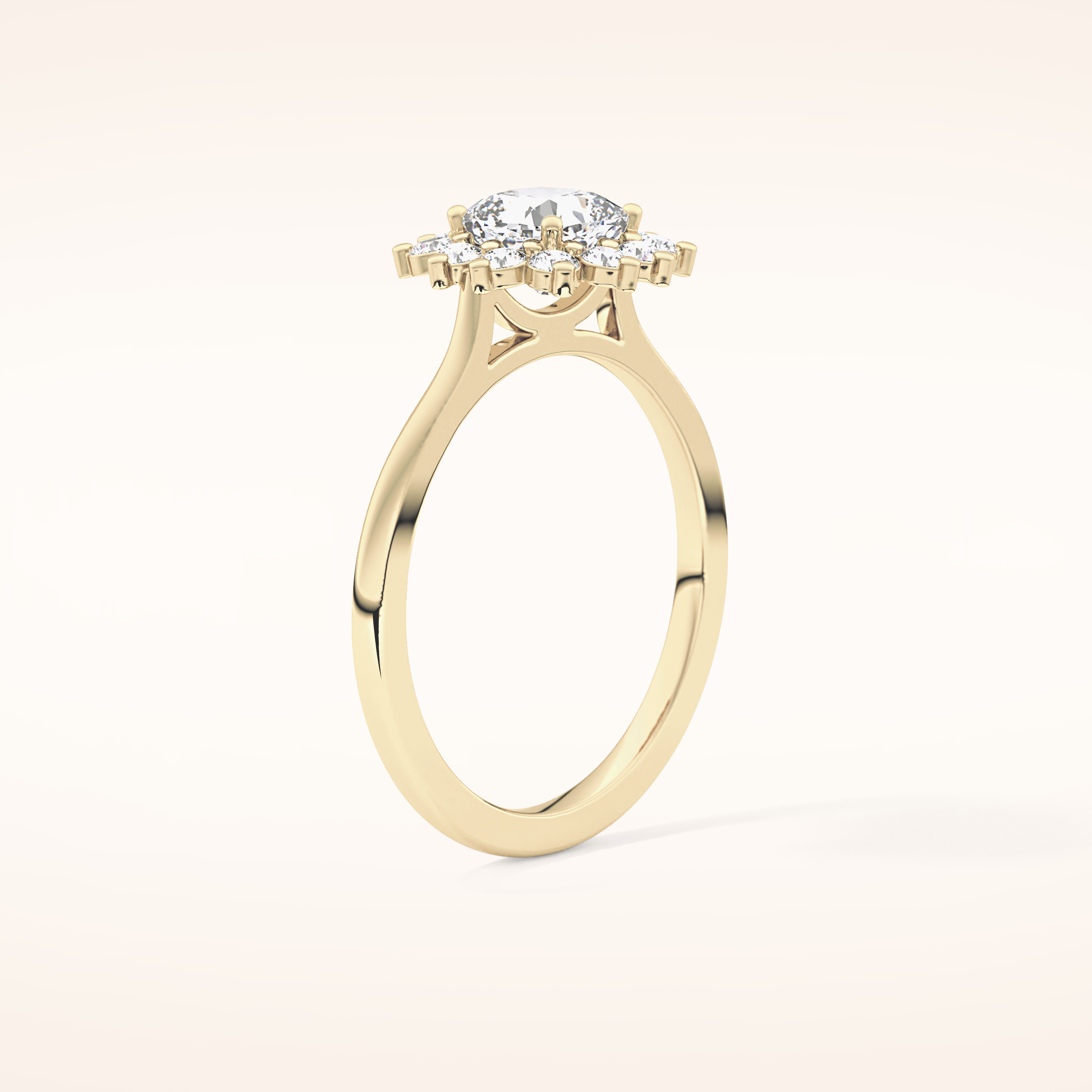 0.86 CT Cushion Shaped Halo Moissanite Engagement Ring