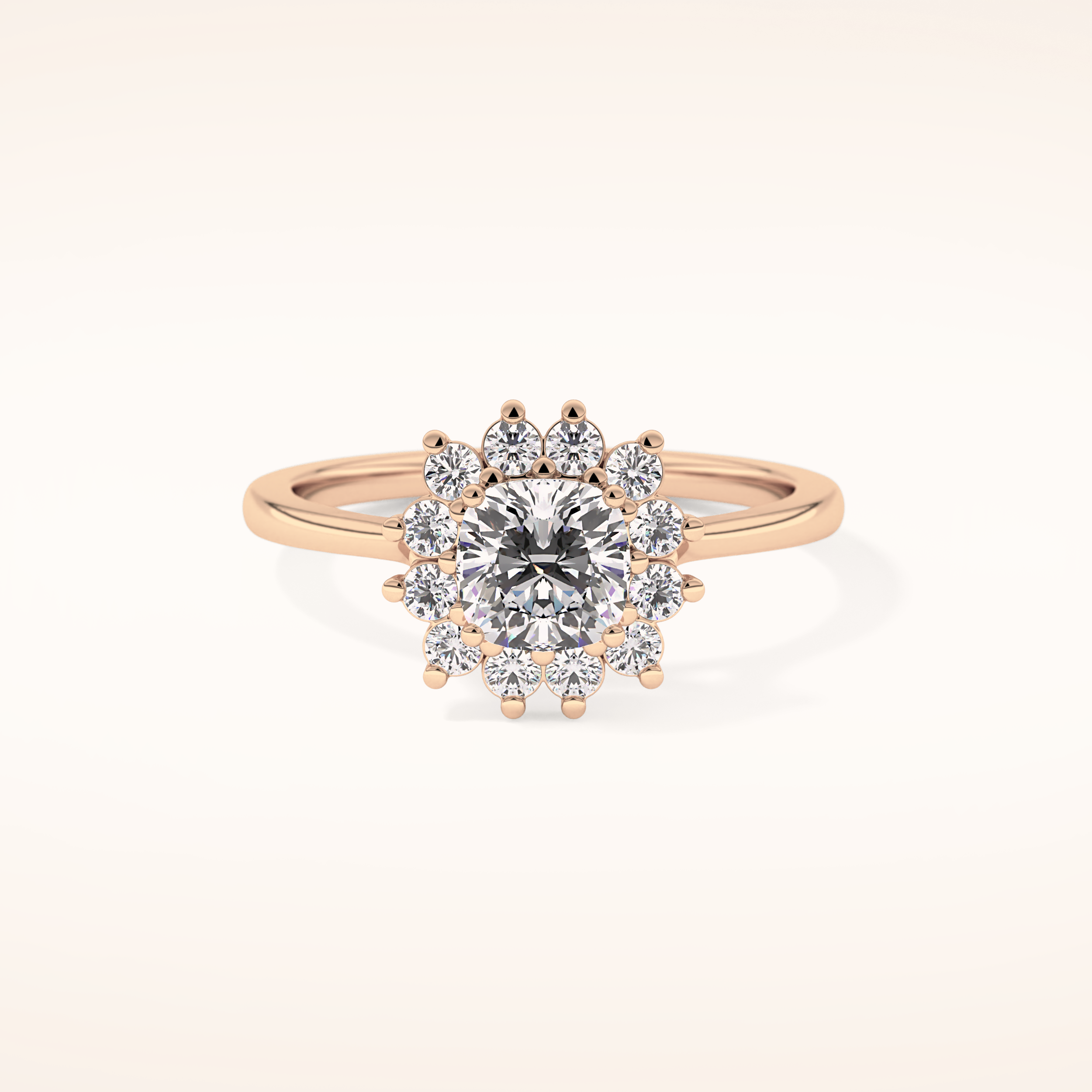 0.86 CT Cushion Shaped Halo Moissanite Engagement Ring
