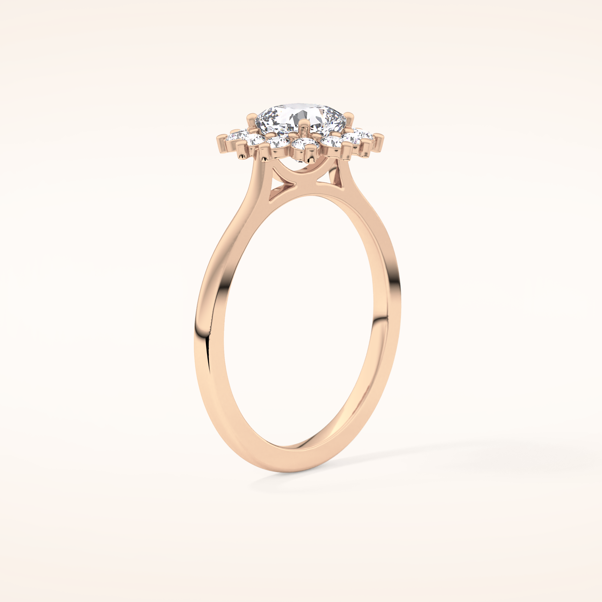 0.86 CT Cushion Shaped Halo Moissanite Engagement Ring