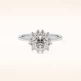 0.86 CT Cushion Shaped Halo Moissanite Engagement Ring