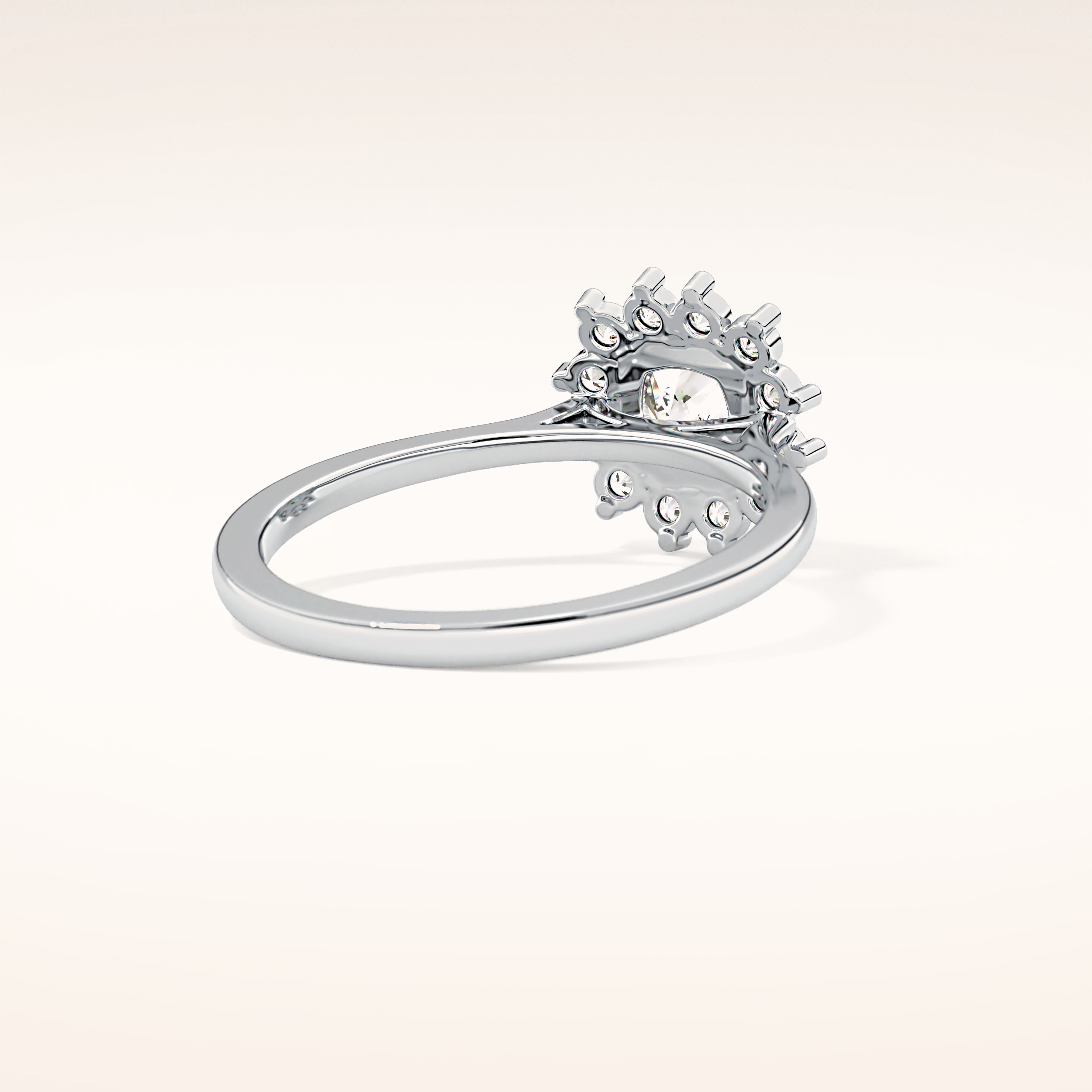 0.86 CT Cushion Shaped Halo Moissanite Engagement Ring