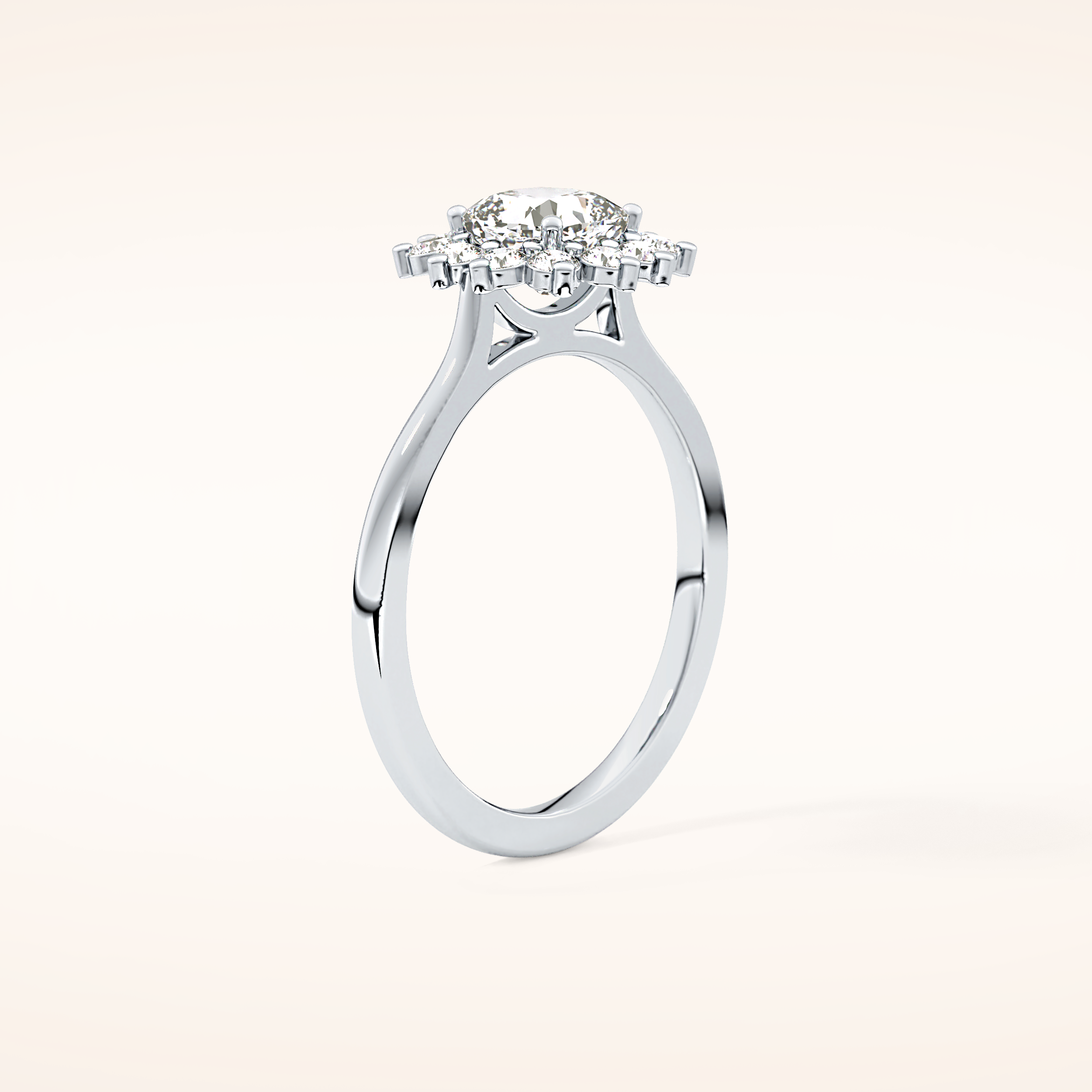 0.86 CT Cushion Shaped Halo Moissanite Engagement Ring