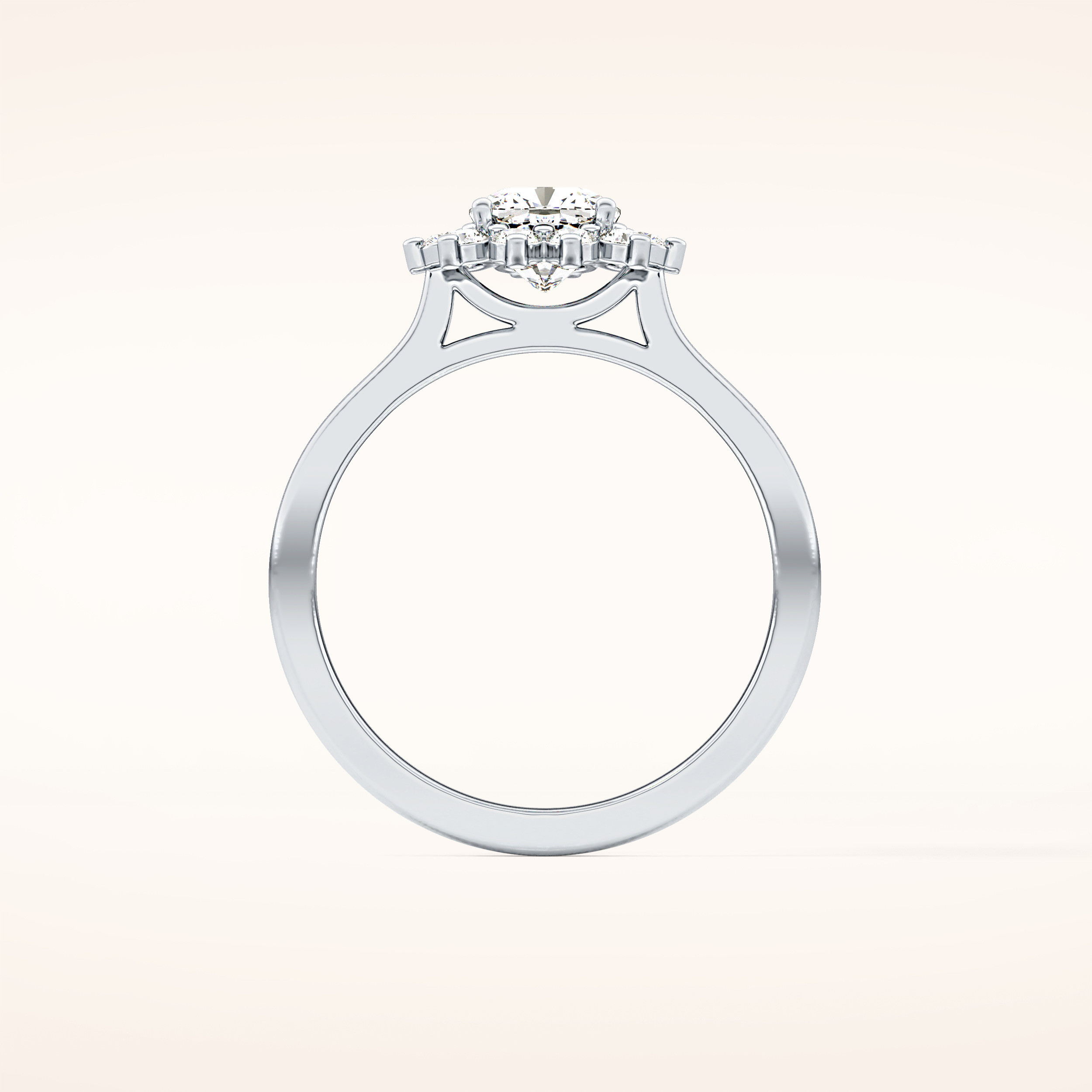 0.86 CT Cushion Shaped Halo Moissanite Engagement Ring