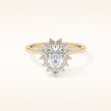 0.81 CT Pear Shaped Halo Moissanite Engagement Ring