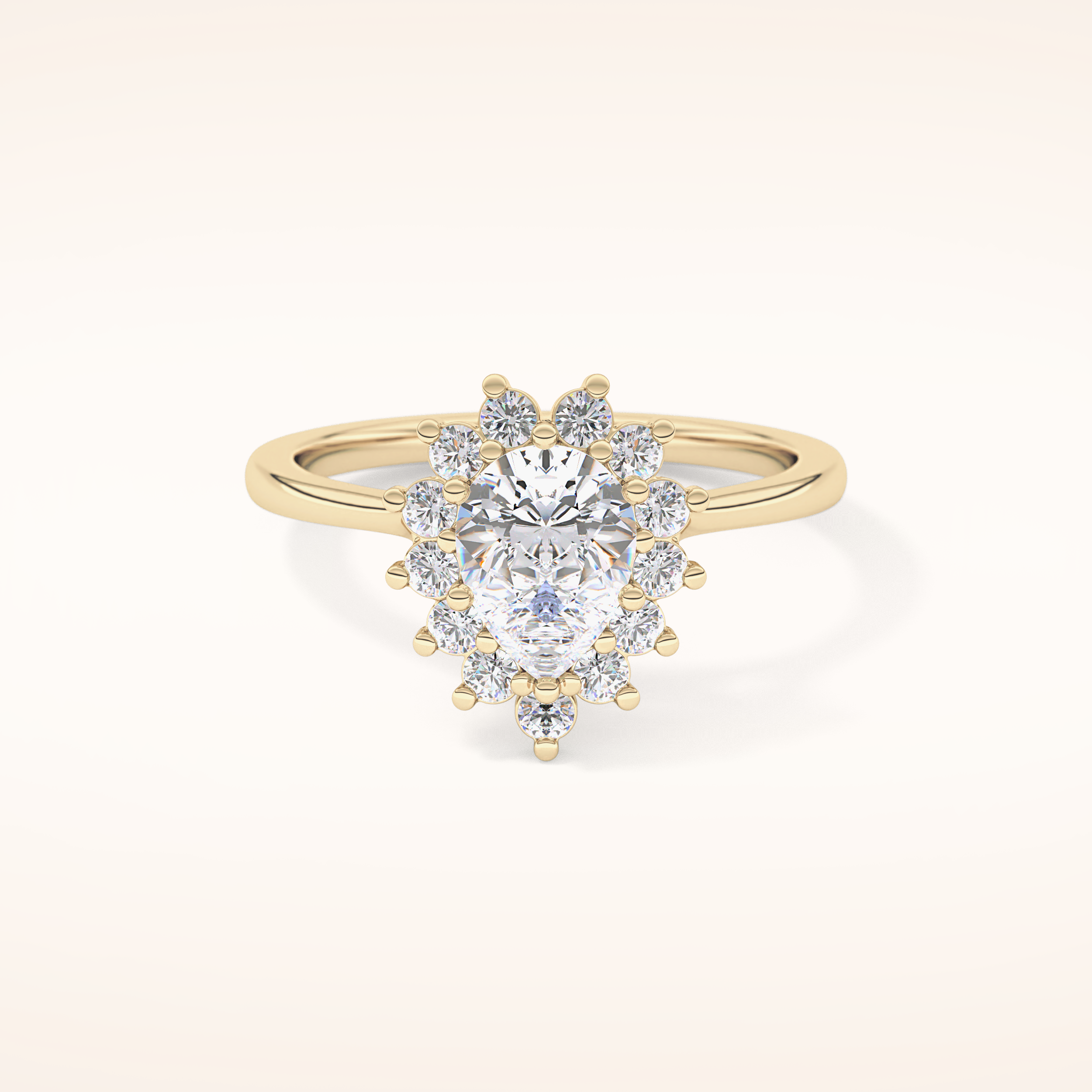 0.81 CT Pear Shaped Halo Moissanite Engagement Ring