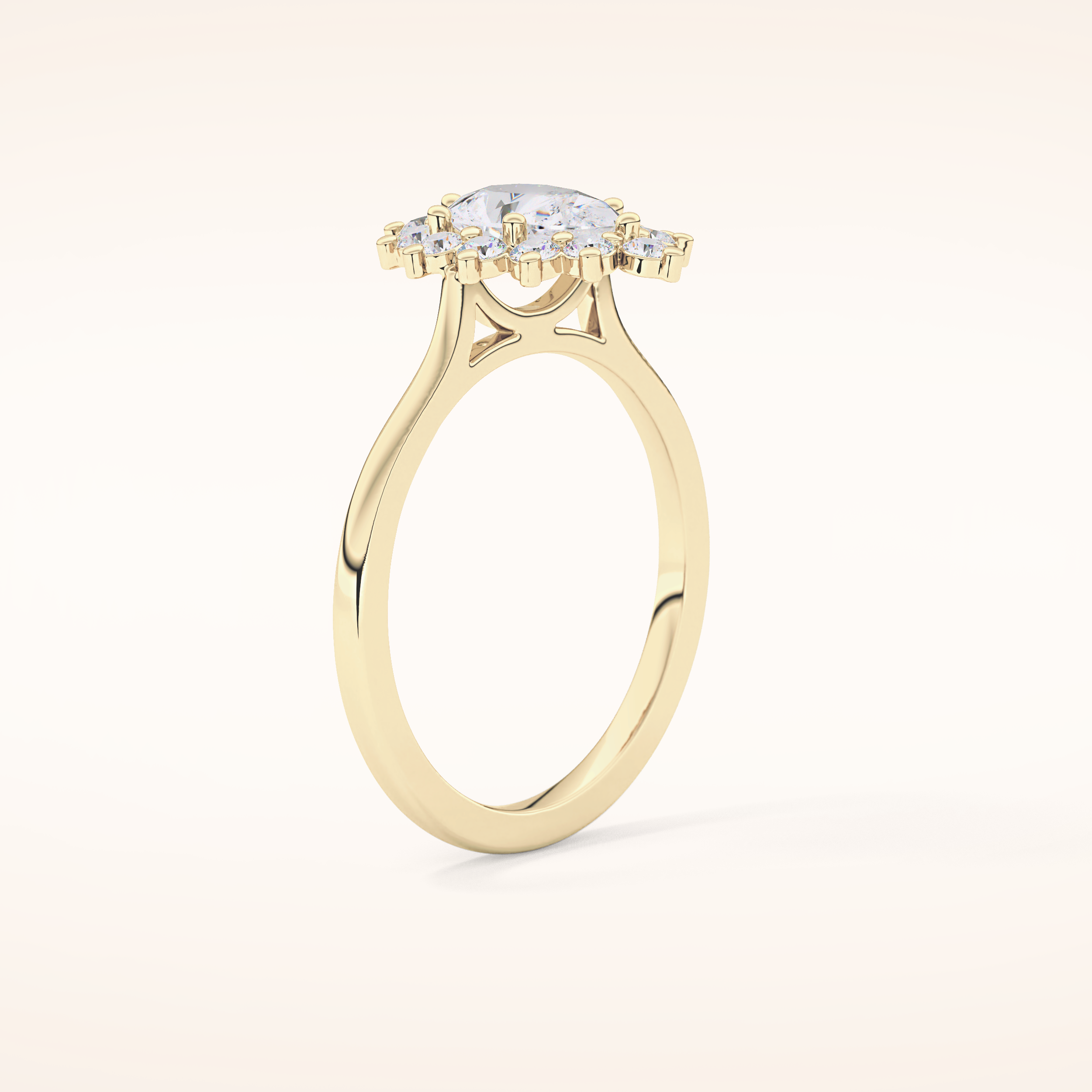 0.81 CT Pear Shaped Halo Moissanite Engagement Ring