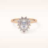 0.81 CT Pear Shaped Halo Moissanite Engagement Ring