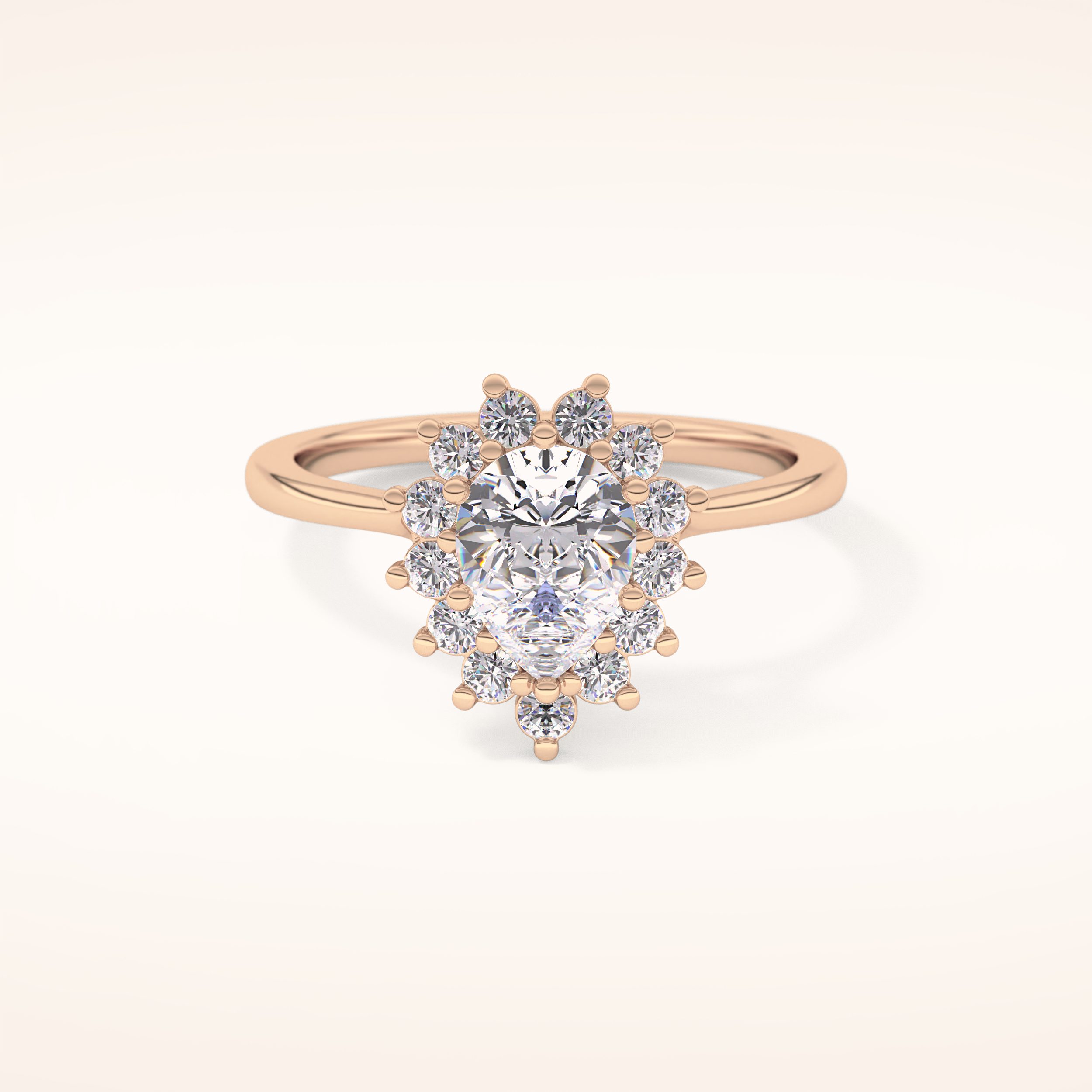 0.81 CT Pear Shaped Halo Moissanite Engagement Ring