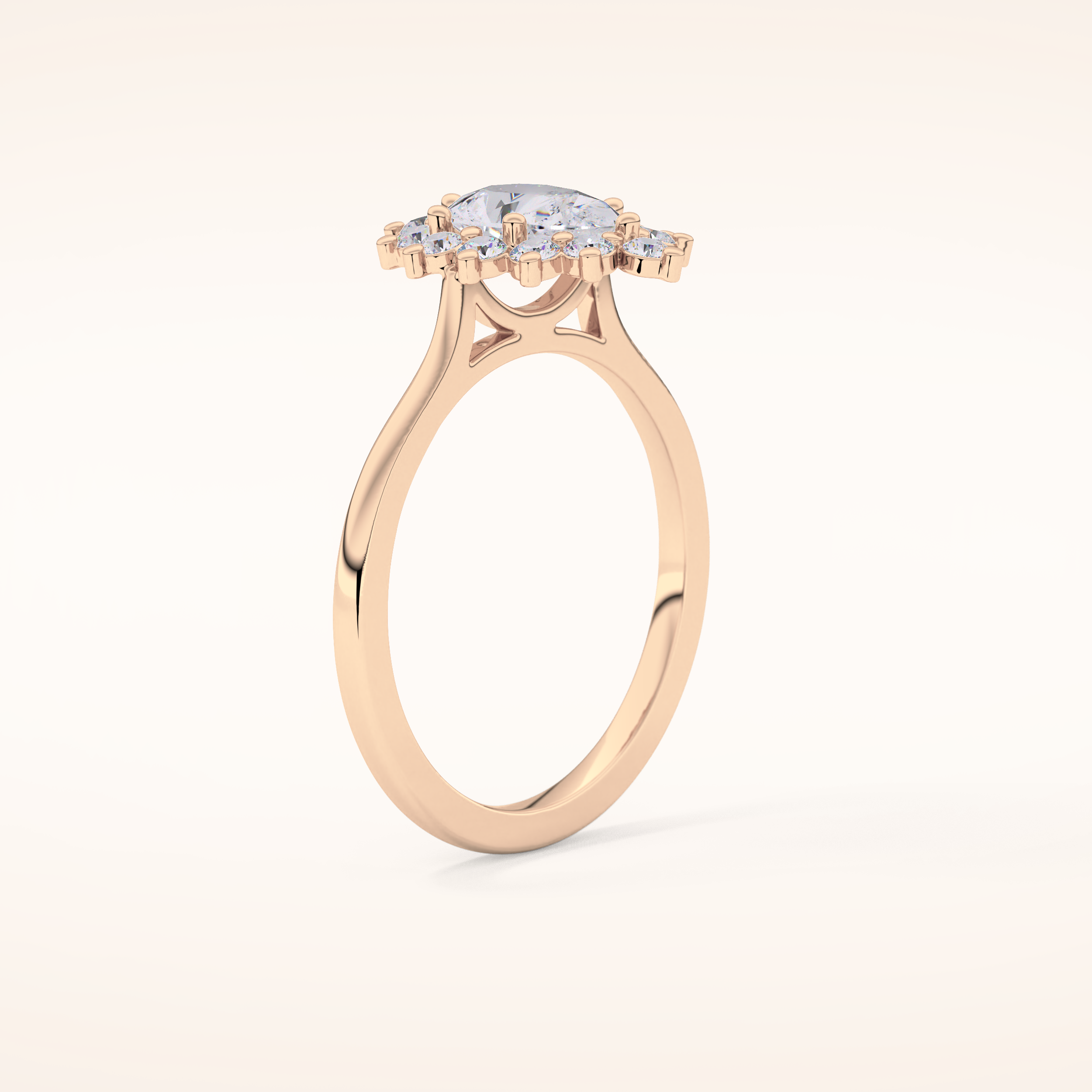 0.81 CT Pear Shaped Halo Moissanite Engagement Ring