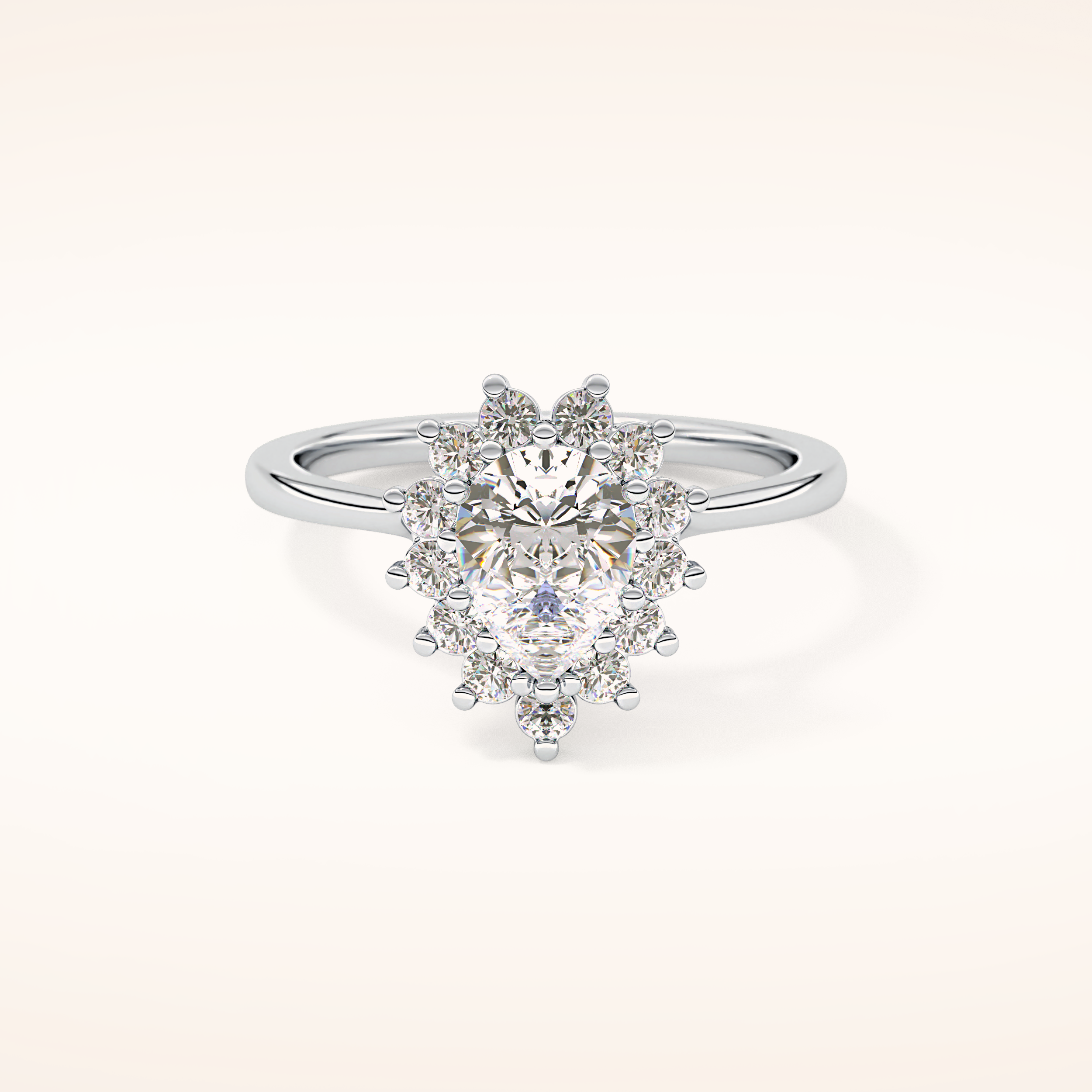 0.81 CT Pear Shaped Halo Moissanite Engagement Ring