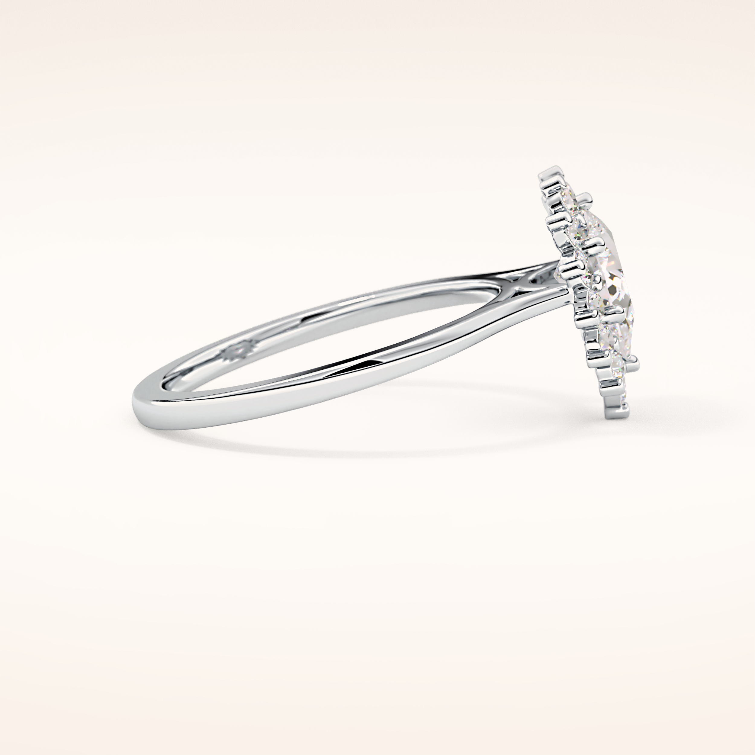 0.81 CT Pear Shaped Halo Moissanite Engagement Ring