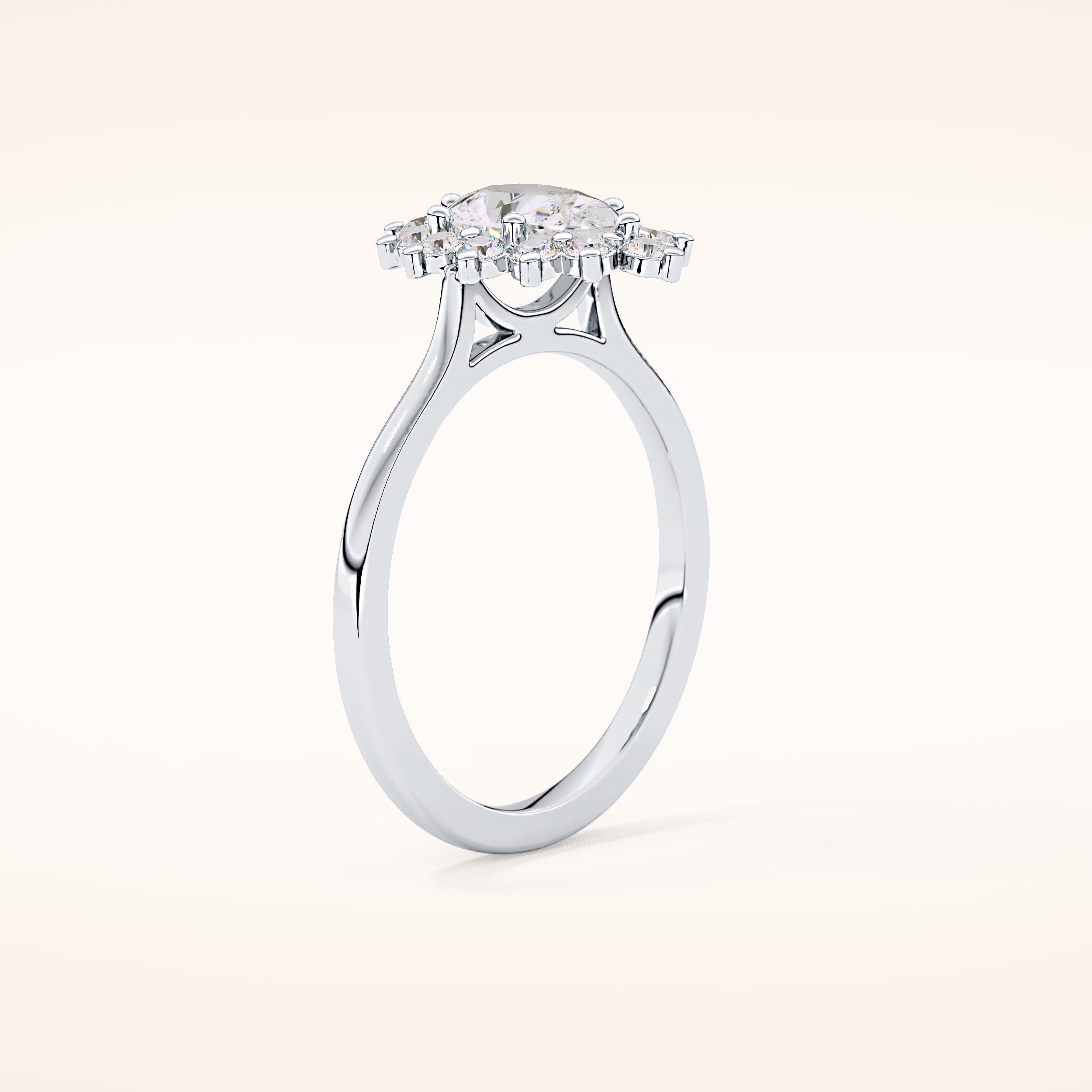 0.81 CT Pear Shaped Halo Moissanite Engagement Ring