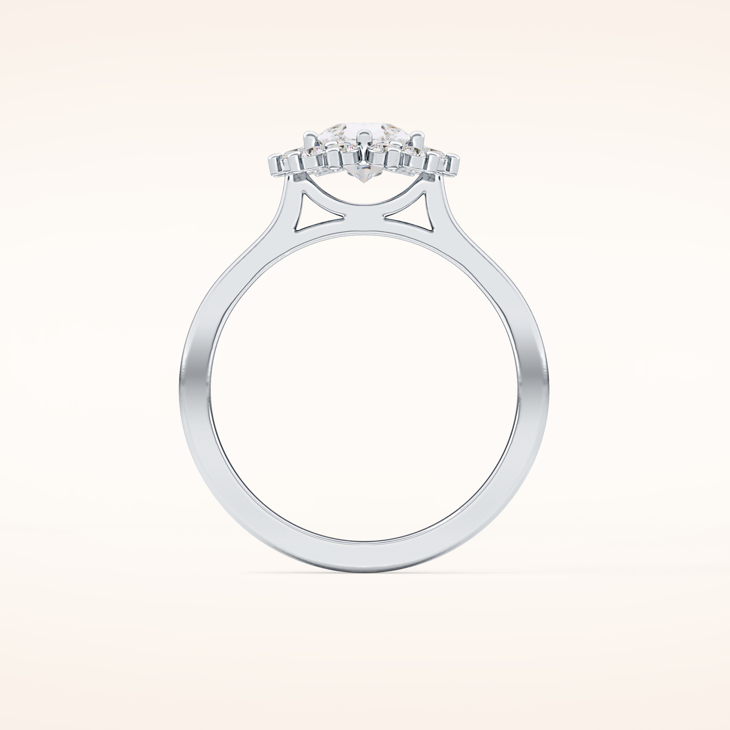 0.81 CT Pear Shaped Halo Moissanite Engagement Ring