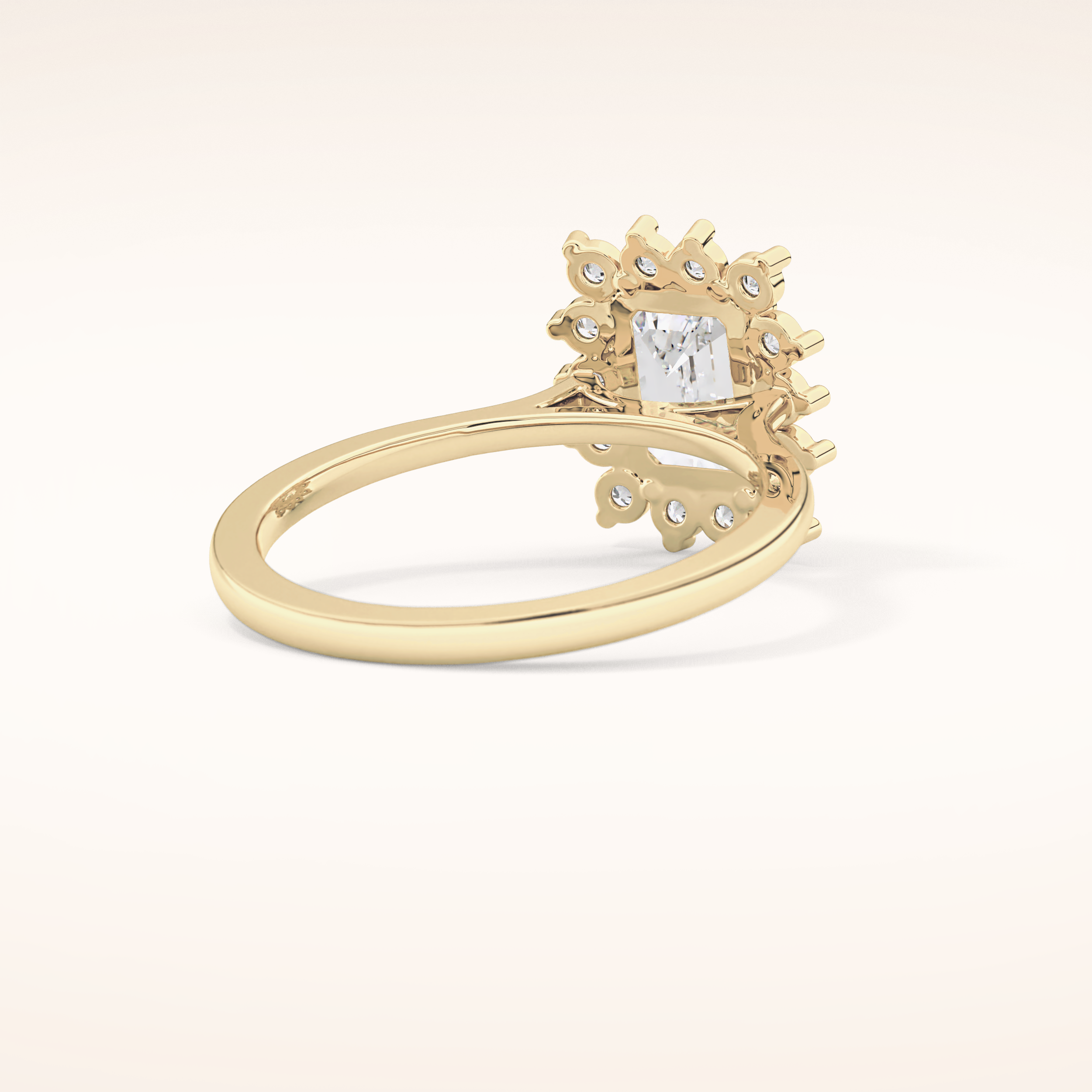1.31 CT Emerald Shaped Halo Moissanite Engagement Ring