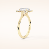 1.31 CT Emerald Shaped Halo Moissanite Engagement Ring