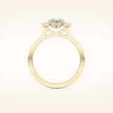 1.31 CT Emerald Shaped Halo Moissanite Engagement Ring