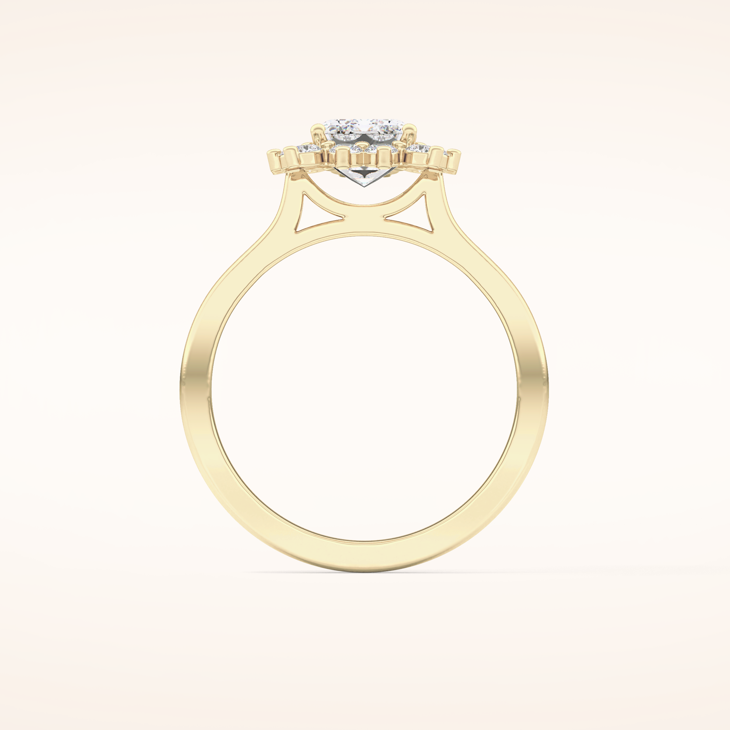 1.31 CT Emerald Shaped Halo Moissanite Engagement Ring