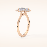 1.31 CT Emerald Shaped Halo Moissanite Engagement Ring