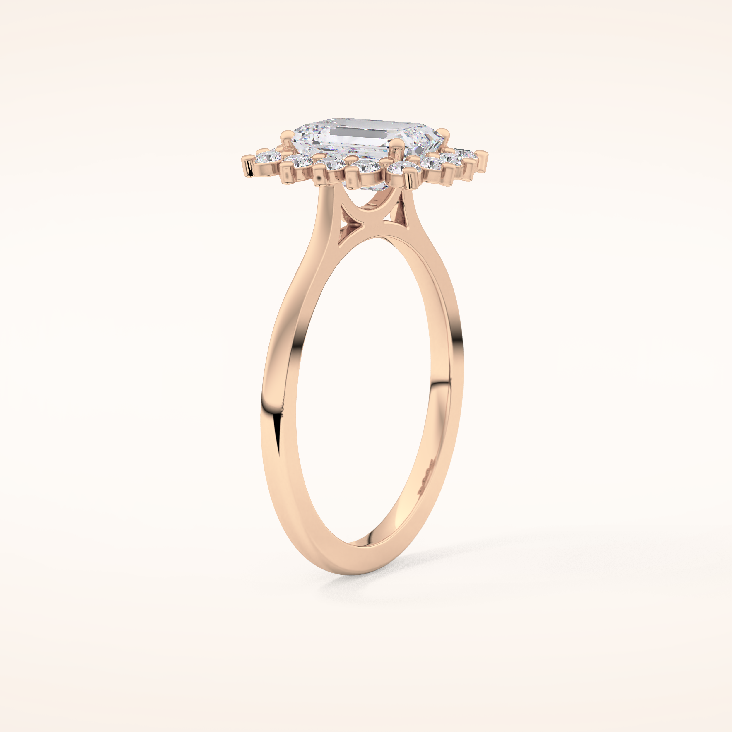 1.31 CT Emerald Shaped Halo Moissanite Engagement Ring