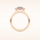 1.31 CT Emerald Shaped Halo Moissanite Engagement Ring