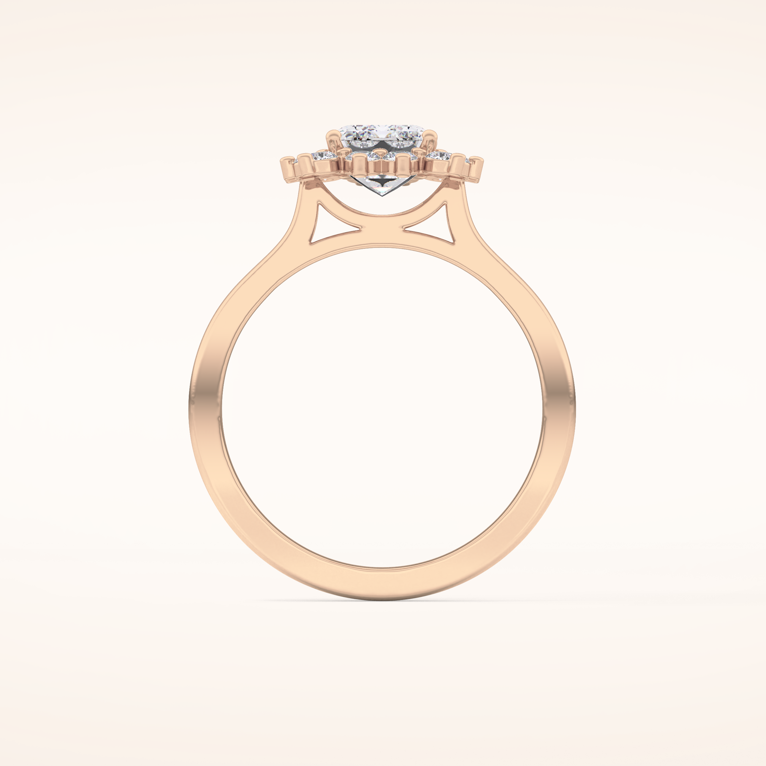 1.31 CT Emerald Shaped Halo Moissanite Engagement Ring