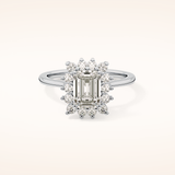 1.31 CT Emerald Shaped Halo Moissanite Engagement Ring