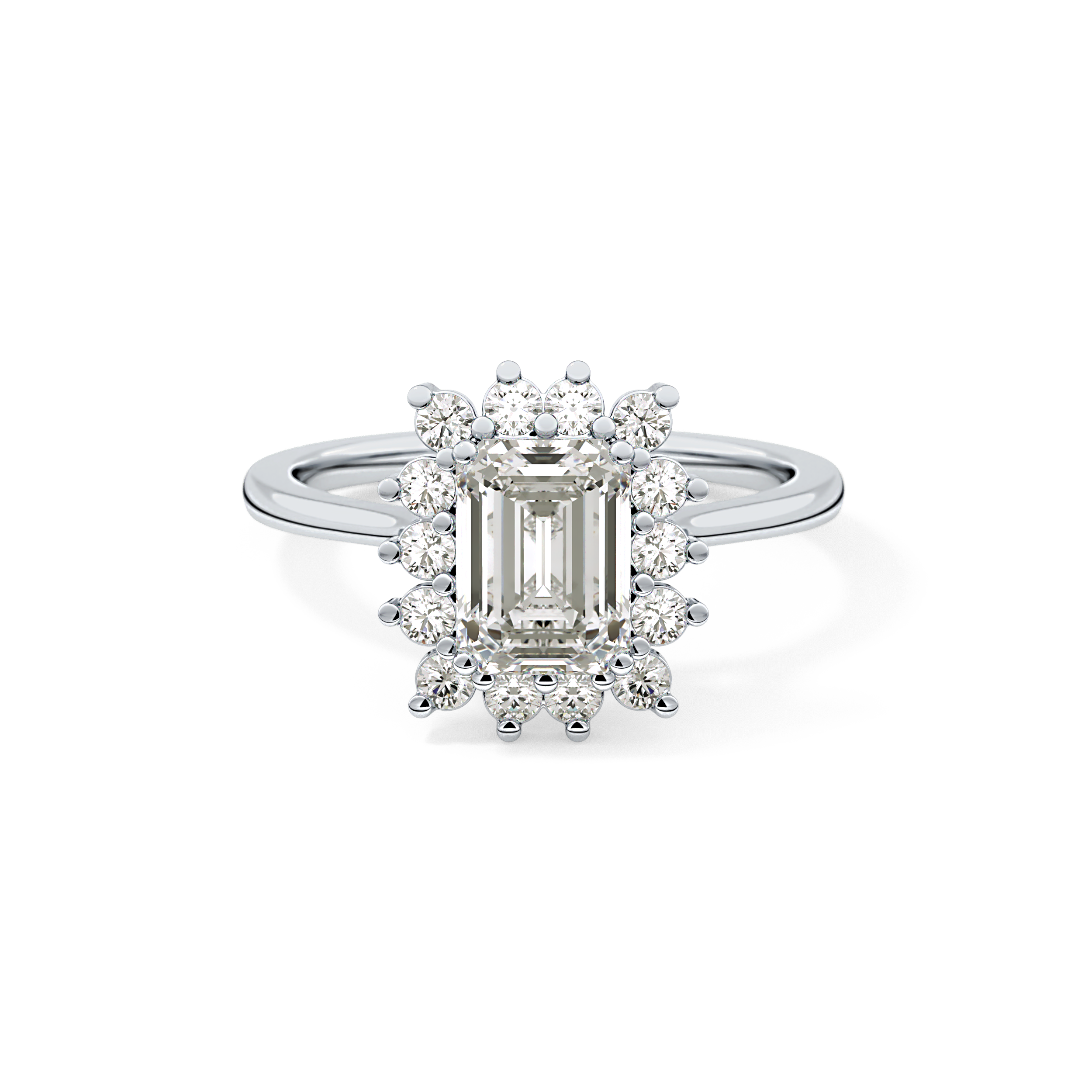 Emerald Halo Lab Grown Diamond Engagement Ring