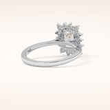 1.31 CT Emerald Shaped Halo Moissanite Engagement Ring