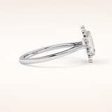 1.31 CT Emerald Shaped Halo Moissanite Engagement Ring