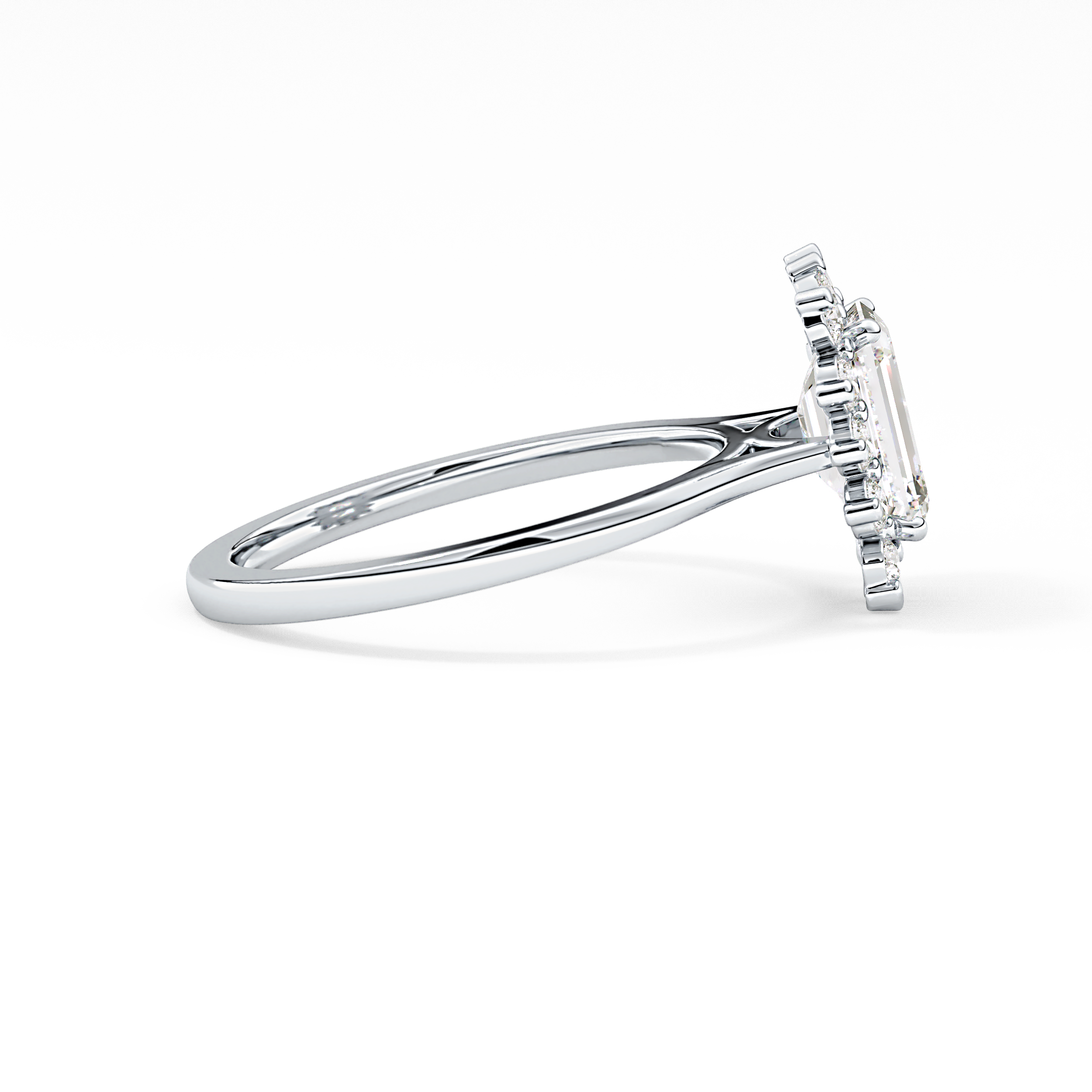 Emerald Halo Lab Grown Diamond Engagement Ring