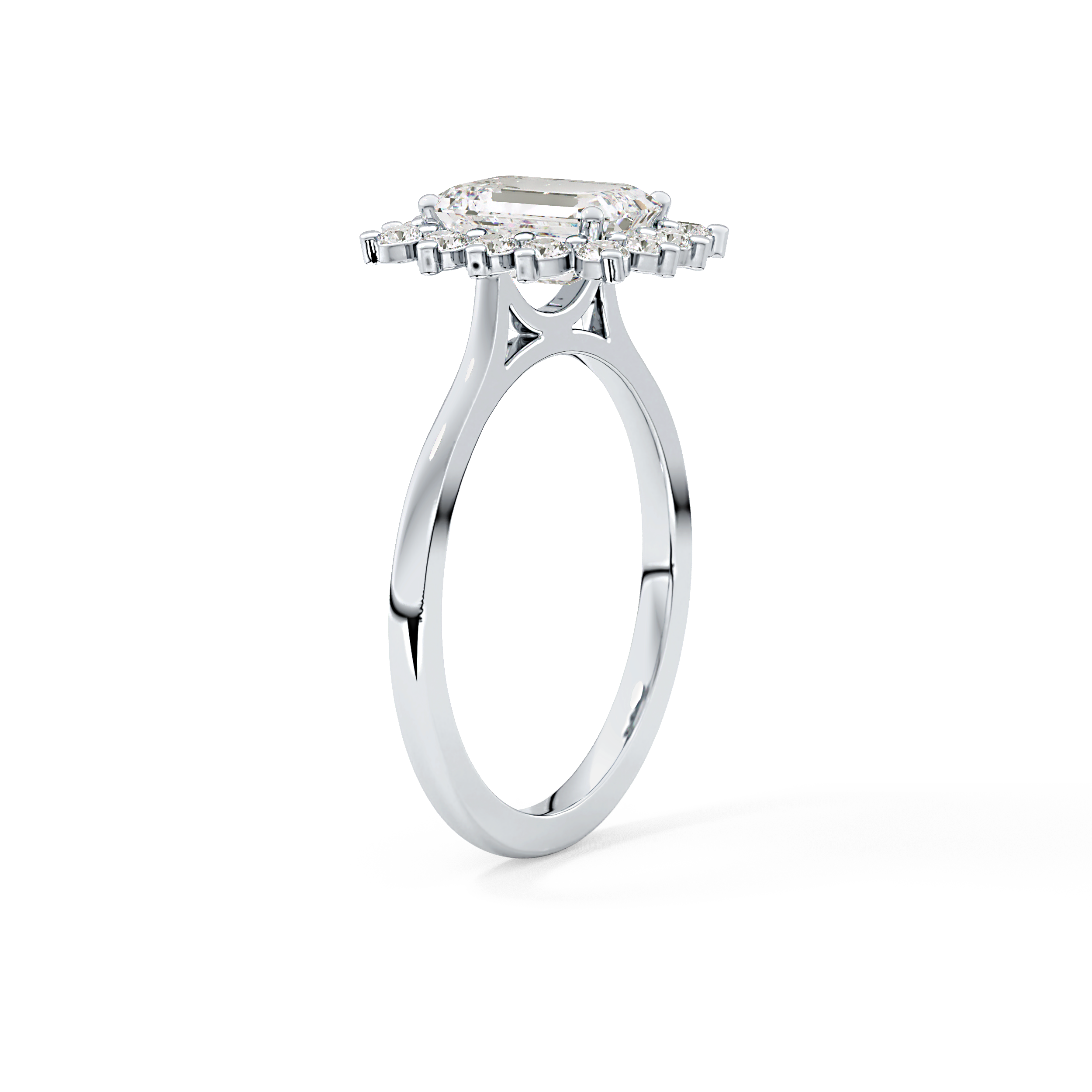 Emerald Halo Lab Grown Diamond Engagement Ring