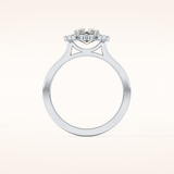 1.31 CT Emerald Shaped Halo Moissanite Engagement Ring