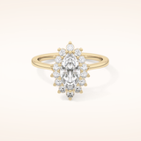 0.82 CT Marquise Shaped Halo Moissanite Engagement Ring