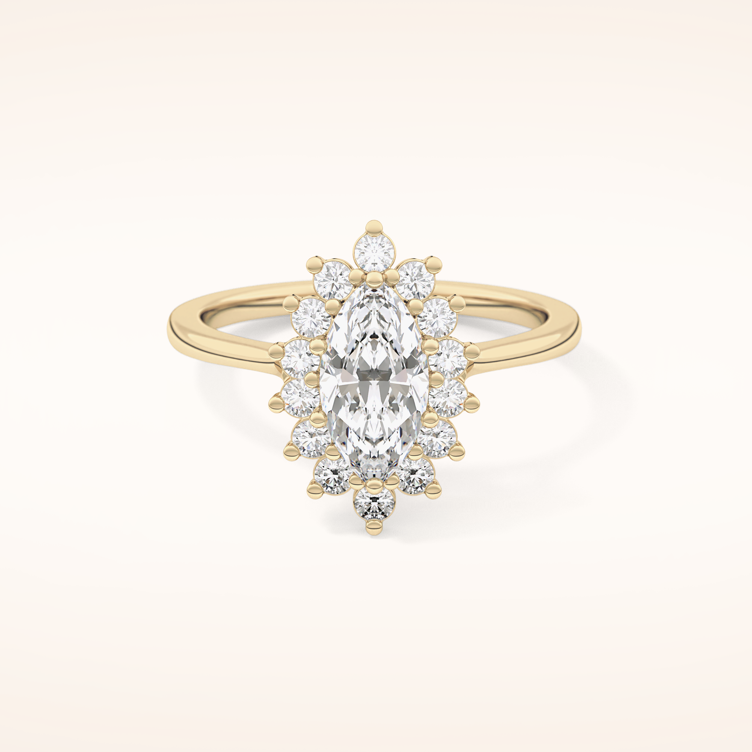 0.82 CT Marquise Shaped Halo Moissanite Engagement Ring