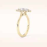 0.82 CT Marquise Shaped Halo Moissanite Engagement Ring