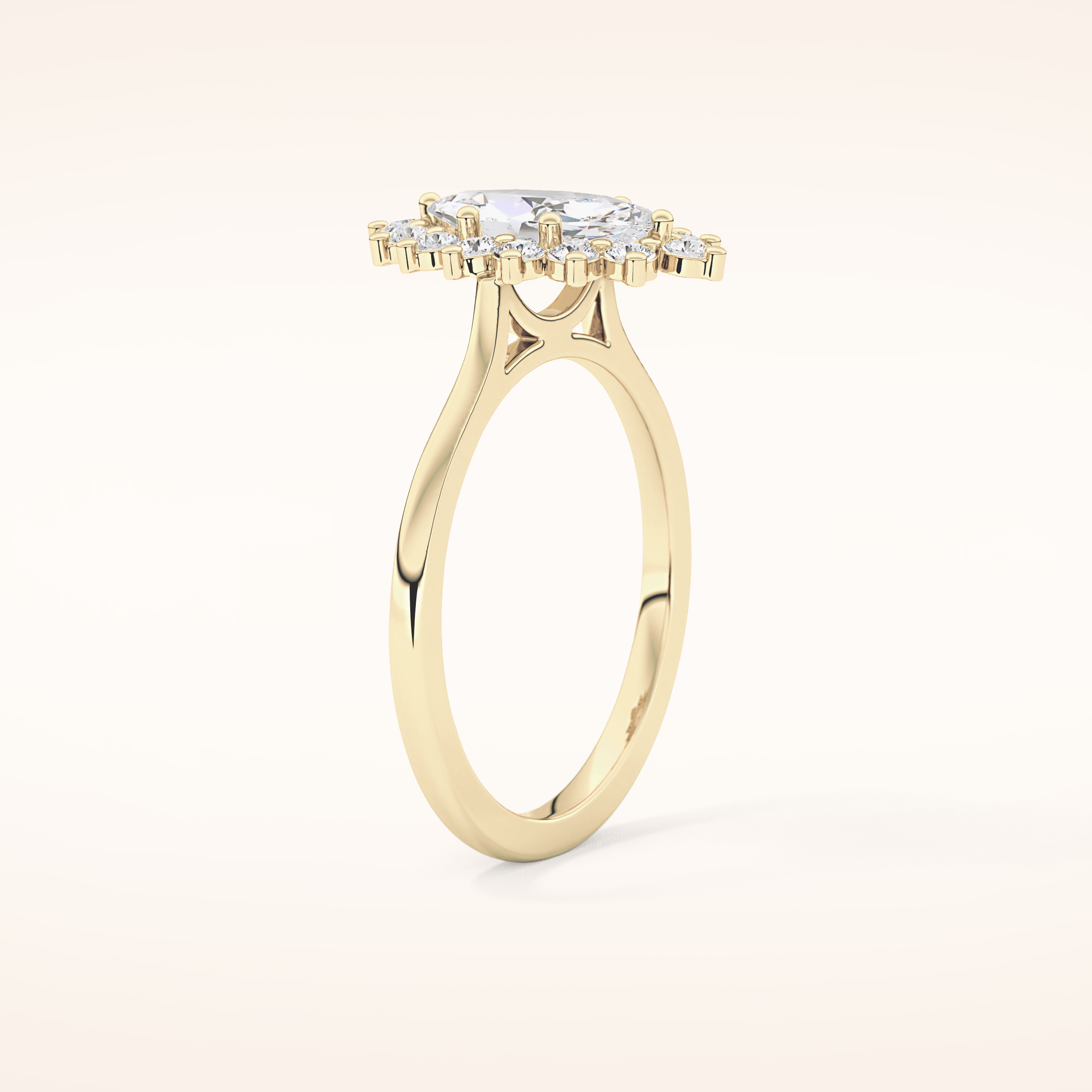 0.82 CT Marquise Shaped Halo Moissanite Engagement Ring