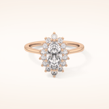 0.82 CT Marquise Shaped Halo Moissanite Engagement Ring