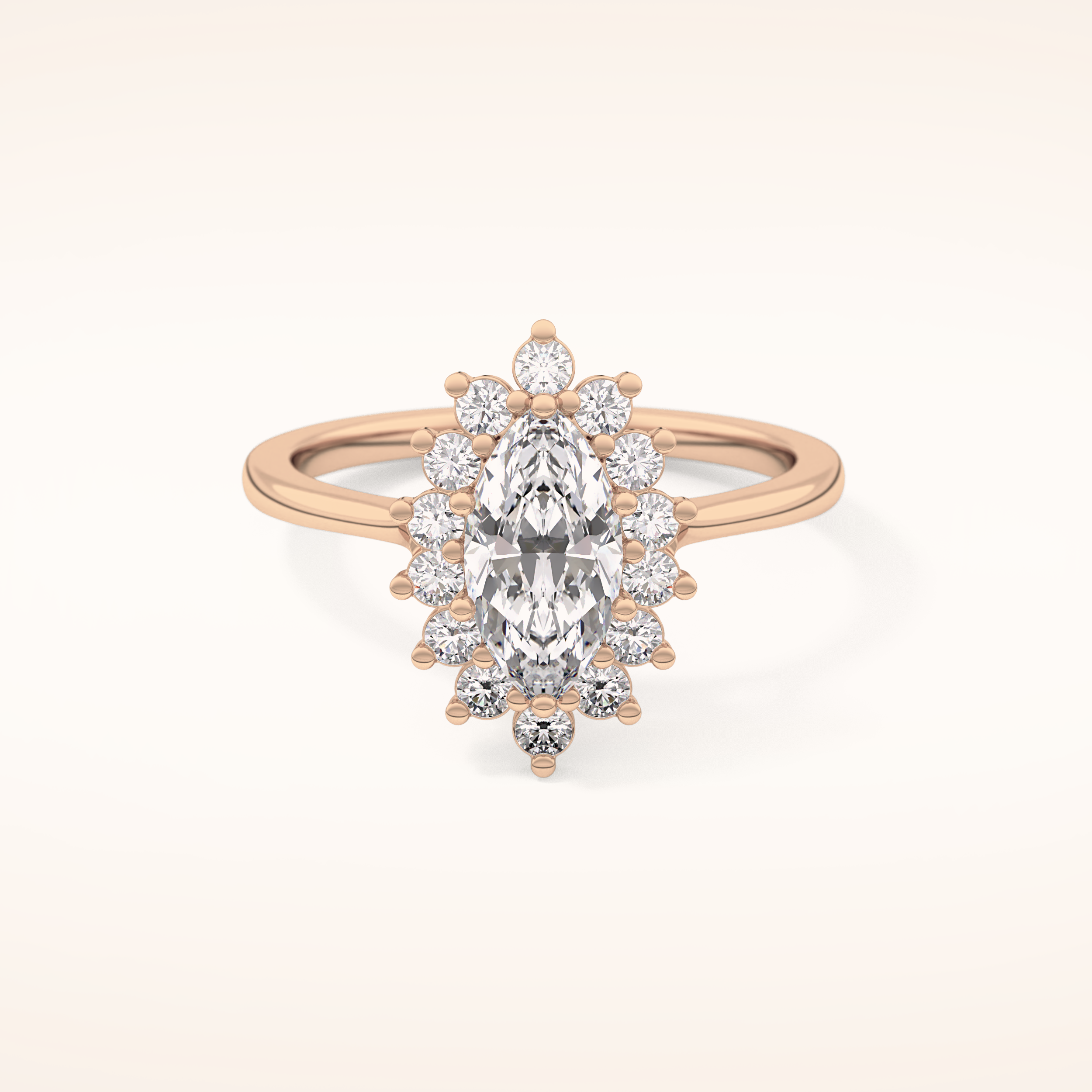 0.82 CT Marquise Shaped Halo Moissanite Engagement Ring